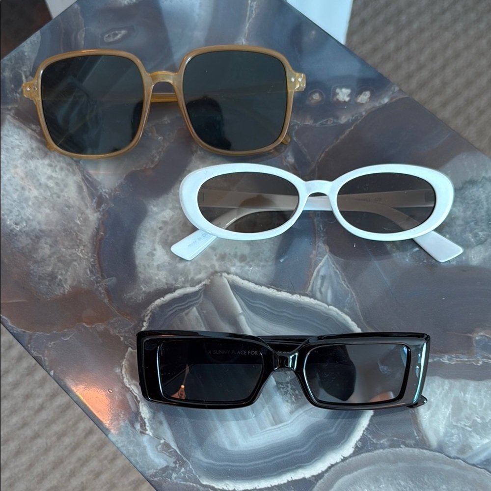 Trendy Women's Sunglasses Set - Black, White, Tan